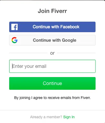 fiverr signup