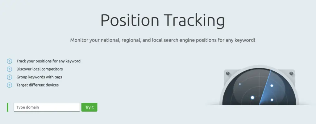 SEMrush Position Tracker