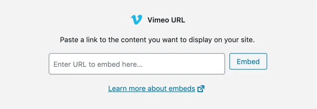 embed vimeo video Using WordPress Gutenberg Editor