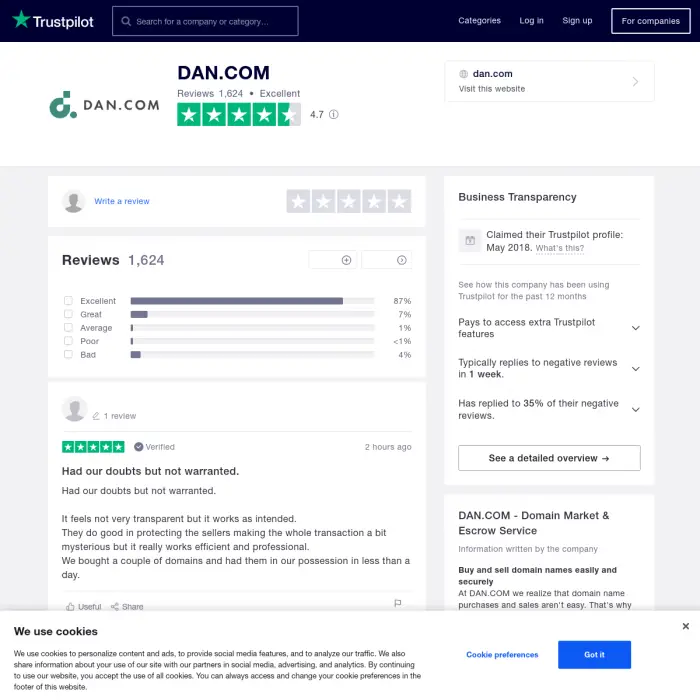 DAN.com on Trustpilot